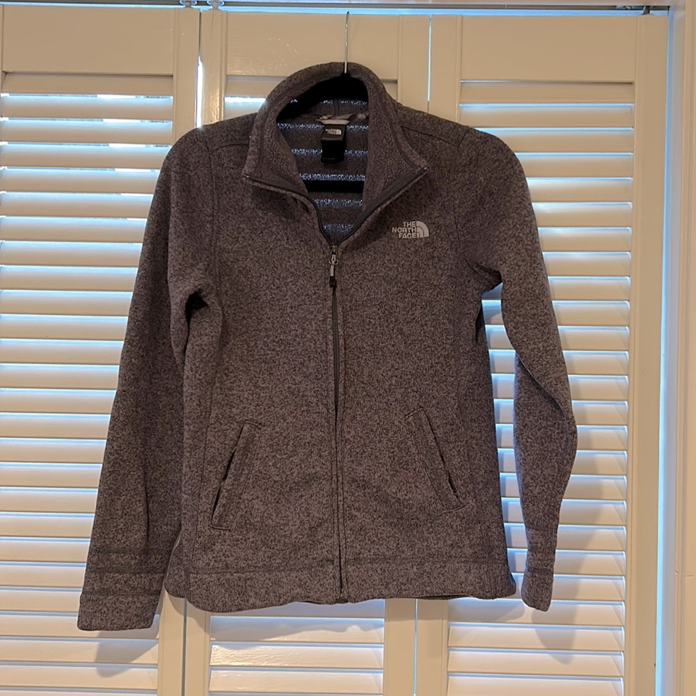 The North Face purple zip up sweatshirt size small